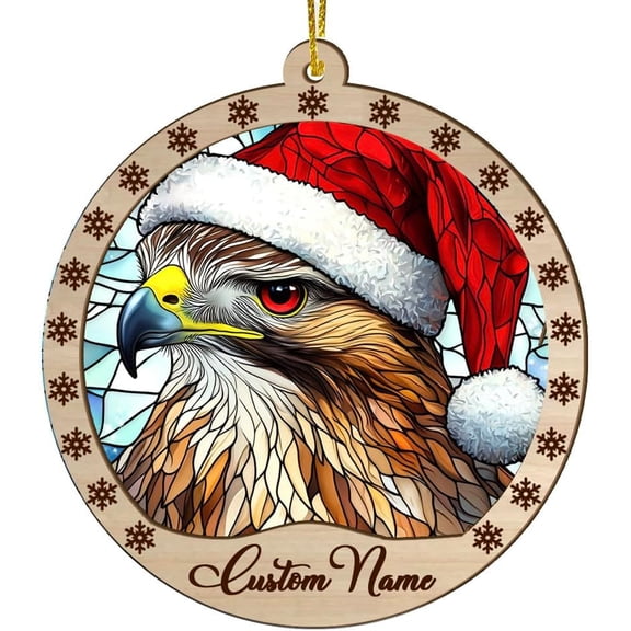 Customized Red Tailed Hawk Christmas Ornaments, Red Tailed Hawk Christmas Suncatcher, Red Tailed Hawk Stained Glass Ornaments, Red Tailed Hawk Xmas Decorations. 1MER5H (Red Tailed Hawk 41)