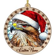 Customized Red Tailed Hawk Christmas Ornaments, Red Tailed Hawk Christmas Suncatcher, Red Tailed Hawk Stained Glass Ornaments, Red Tailed Hawk Xmas Decorations. 1MER5H Red Tailed Hawk 41