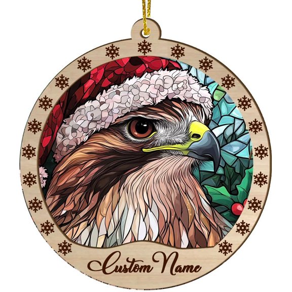 Customized Red Tailed Hawk Christmas Ornaments, Red Tailed Hawk Christmas Suncatcher, Red Tailed Hawk Stained Glass Ornaments, Red Tailed Hawk Xmas Decorations. R8CFz5 (Red Tailed Hawk 10)