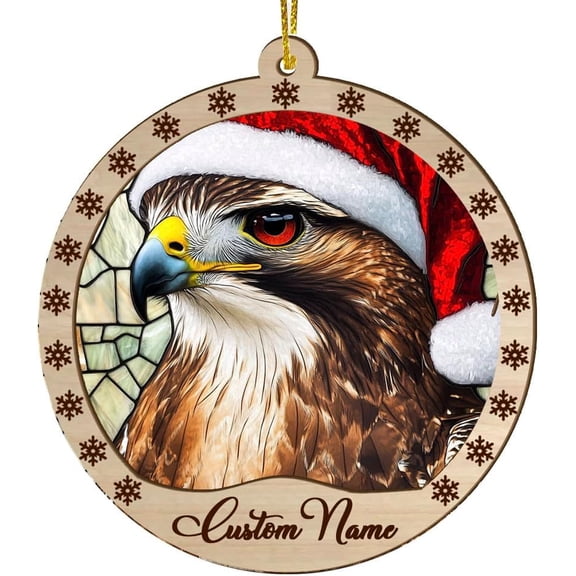 Customized Red Tailed Hawk Christmas Ornaments, Red Tailed Hawk Christmas Suncatcher, Red Tailed Hawk Stained Glass Ornaments, Red Tailed Hawk Xmas Decorations. QvWMCE (Red Tailed Hawk 67)