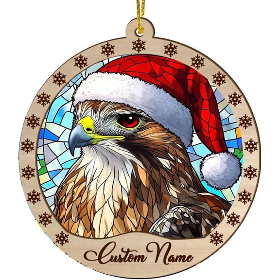 Customized Red Tailed Hawk Christmas Ornaments, Red Tailed Hawk Christmas Suncatcher, Red Tailed Hawk Stained Glass Ornaments, Red Tailed Hawk Xmas Decorations. Sb44VK (Red Tailed Hawk 69)