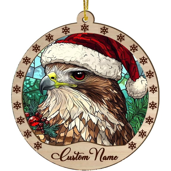 Customized Red Tailed Hawk Christmas Ornaments, Red Tailed Hawk Christmas Suncatcher, Red Tailed Hawk Stained Glass Ornaments, Red Tailed Hawk Xmas Decorations. 6IrsDd (Red Tailed Hawk 4)