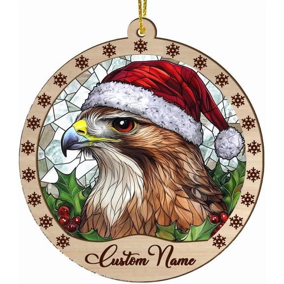 Customized Red Tailed Hawk Christmas Ornaments, Red Tailed Hawk Christmas Suncatcher, Red Tailed Hawk Stained Glass Ornaments, Red Tailed Hawk Xmas Decorations. e1rJLe (Red Tailed Hawk 16)