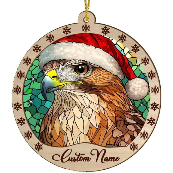 Customized Red Tailed Hawk Christmas Ornaments, Red Tailed Hawk Christmas Suncatcher, Red Tailed Hawk Stained Glass Ornaments, Red Tailed Hawk Xmas Decorations. 115TSK (Red Tailed Hawk 22)