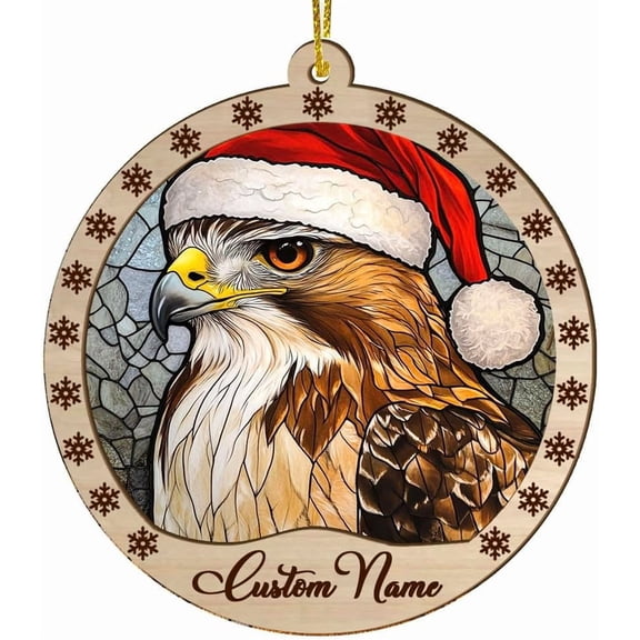 Customized Red Tailed Hawk Christmas Ornaments, Red Tailed Hawk Christmas Suncatcher, Red Tailed Hawk Stained Glass Ornaments, Red Tailed Hawk Xmas Decorations. QUGyPd (Red Tailed Hawk 45)
