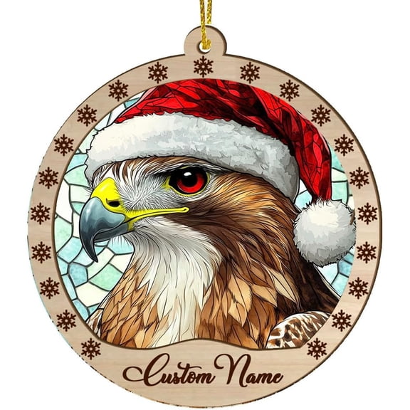 Customized Red Tailed Hawk Christmas Ornaments, Red Tailed Hawk Christmas Suncatcher, Red Tailed Hawk Stained Glass Ornaments, Red Tailed Hawk Xmas Decorations. SP52pp (Red Tailed Hawk 92)
