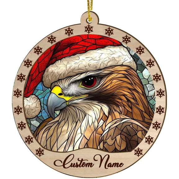 Customized Red Tailed Hawk Christmas Ornaments, Red Tailed Hawk Christmas Suncatcher, Red Tailed Hawk Stained Glass Ornaments, Red Tailed Hawk Xmas Decorations. RyOM65 (Red Tailed Hawk 43)