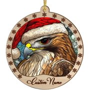 Customized Red Tailed Hawk Christmas Ornaments, Red Tailed Hawk Christmas Suncatcher, Red Tailed Hawk Stained Glass Ornaments, Red Tailed Hawk Xmas Decorations. RyOM65 Red Tailed Hawk 43