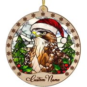 Customized Red Tailed Hawk Christmas Ornaments, Red Tailed Hawk Christmas Suncatcher, Red Tailed Hawk Stained Glass Ornaments, Red Tailed Hawk Xmas Decorations. SfcjR1 Red Tailed Hawk 5
