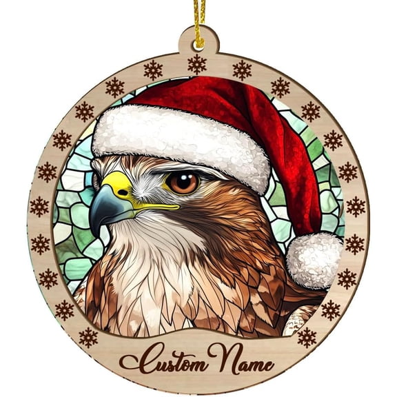 Customized Red Tailed Hawk Christmas Ornaments, Red Tailed Hawk Christmas Suncatcher, Red Tailed Hawk Stained Glass Ornaments, Red Tailed Hawk Xmas Decorations. 8ZTFsI (Red Tailed Hawk 6)