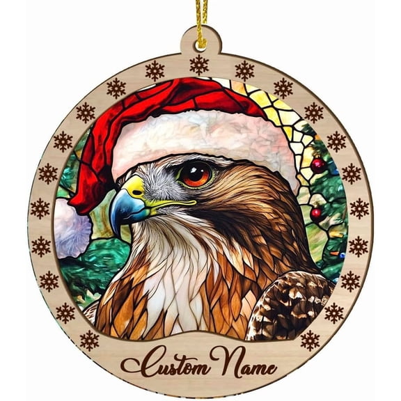 Customized Red Tailed Hawk Christmas Ornaments, Red Tailed Hawk Christmas Suncatcher, Red Tailed Hawk Stained Glass Ornaments, Red Tailed Hawk Xmas Decorations. FCN3gP (Red Tailed Hawk 28)