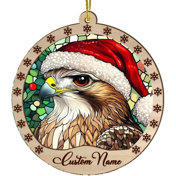 Customized Red Tailed Hawk Christmas Ornaments, Red Tailed Hawk Christmas Suncatcher, Red Tailed Hawk Stained Glass Ornaments, Red Tailed Hawk Xmas Decorations. lD8MJO (Red Tailed Hawk 2)