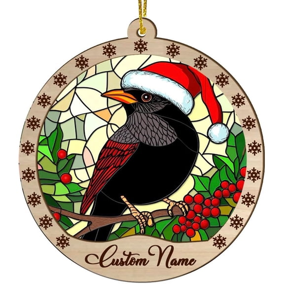 Customized Red Winged Bird Christmas Ornaments, Red Winged Bird Christmas Suncatcher, Red Winged Bird Stained Glass Ornaments, Red Winged Bird Xmas Decorations. 3PqVrN (Red Winged Bird 24)