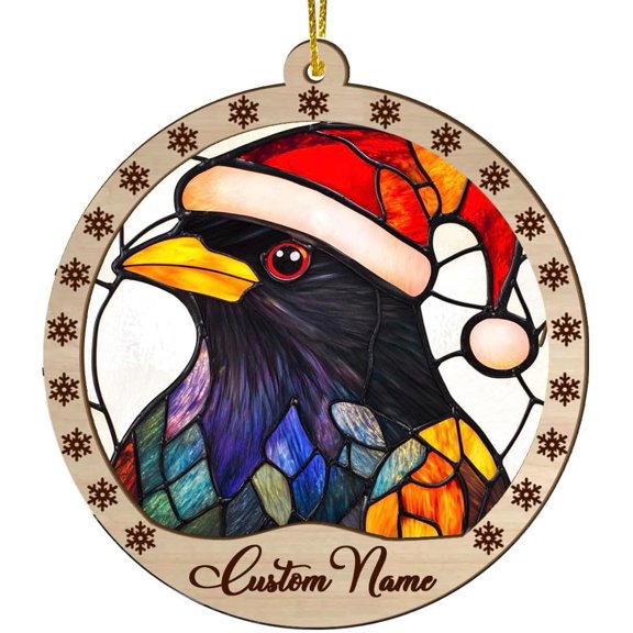 Customized Red Winged Bird Christmas Ornaments, Red Winged Bird Christmas Suncatcher, Red Winged Bird Stained Glass Ornaments, Red Winged Bird Xmas Decorations. 5U4zeq (Red Winged Bird 39)