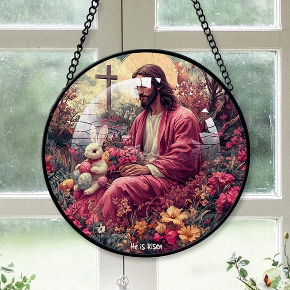 Customized He is Risen Suncatcher Stained Glass, He is Risen Gifts for Women for Window Hanging, He is Risen American Glass Hanging nrJMTj (He is Risen 10)