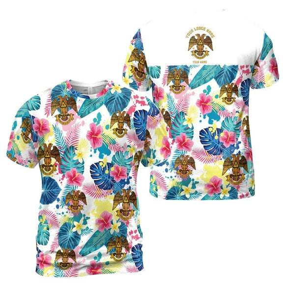 Customized Rite of Scottish 32 Colorful Palm Leaf Men's T-shirt S-5XL