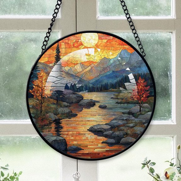 Customized River Stained Glass, River Suncatchers, River Window Hangings, Stained Glass for Home Décor yMsye3