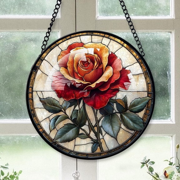 Customized Rose Stained Glass, Rose Suncatchers, Rose Window Hangings, Stained Glass for Home Dcor wv8psZ (Rose 8)