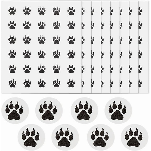 Customized Round Dot PVC Decorative Stickers Waterproof Self-Adhesive Decals for Daily Plan DIY Scrapbooking Paw Print 100x85mm Sticker: 12.5x12.5mm
