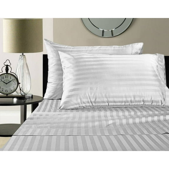Customized Sheet Set For RV Camper King Size (72x80) Stripe White easy to fit in RV-mattress - 600 Thread Count 100% Cotton By The Great American Store