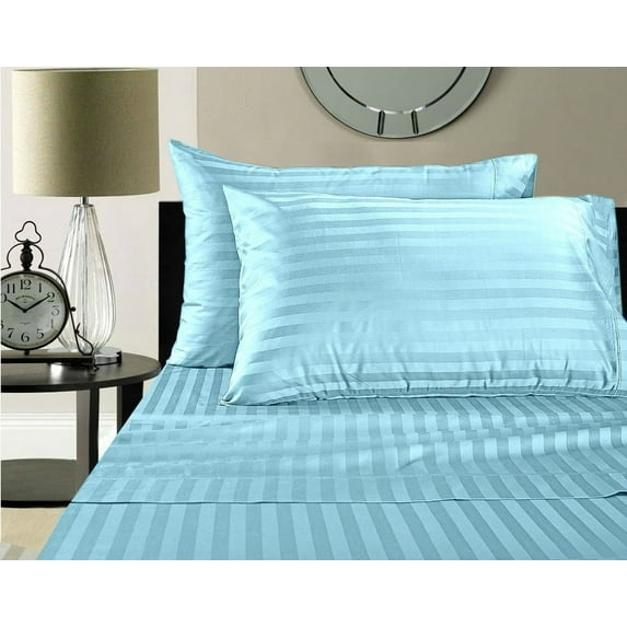 Customized Sheet Set For RV Camper Size (42x80) Stripe Light Blue easy to fit in RV-mattress - 600 Thread Count 100% Cotton By The Great American Store