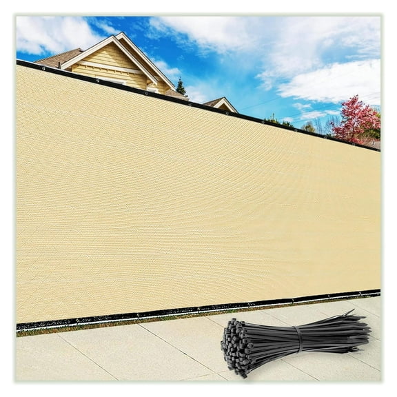 Customized Size Beige 4' x 11' Fence Screen Privacy Screen - Grade 170 GSM - Heavy Duty - 3 Years Warranty - Cable Zip Ties Included 4' x 11' Custom Made Size