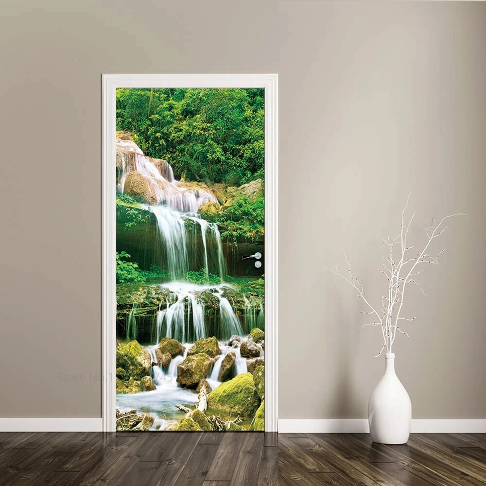 Customized Size Door Sticker Adhesive 3D Elevator Geometric Full Door