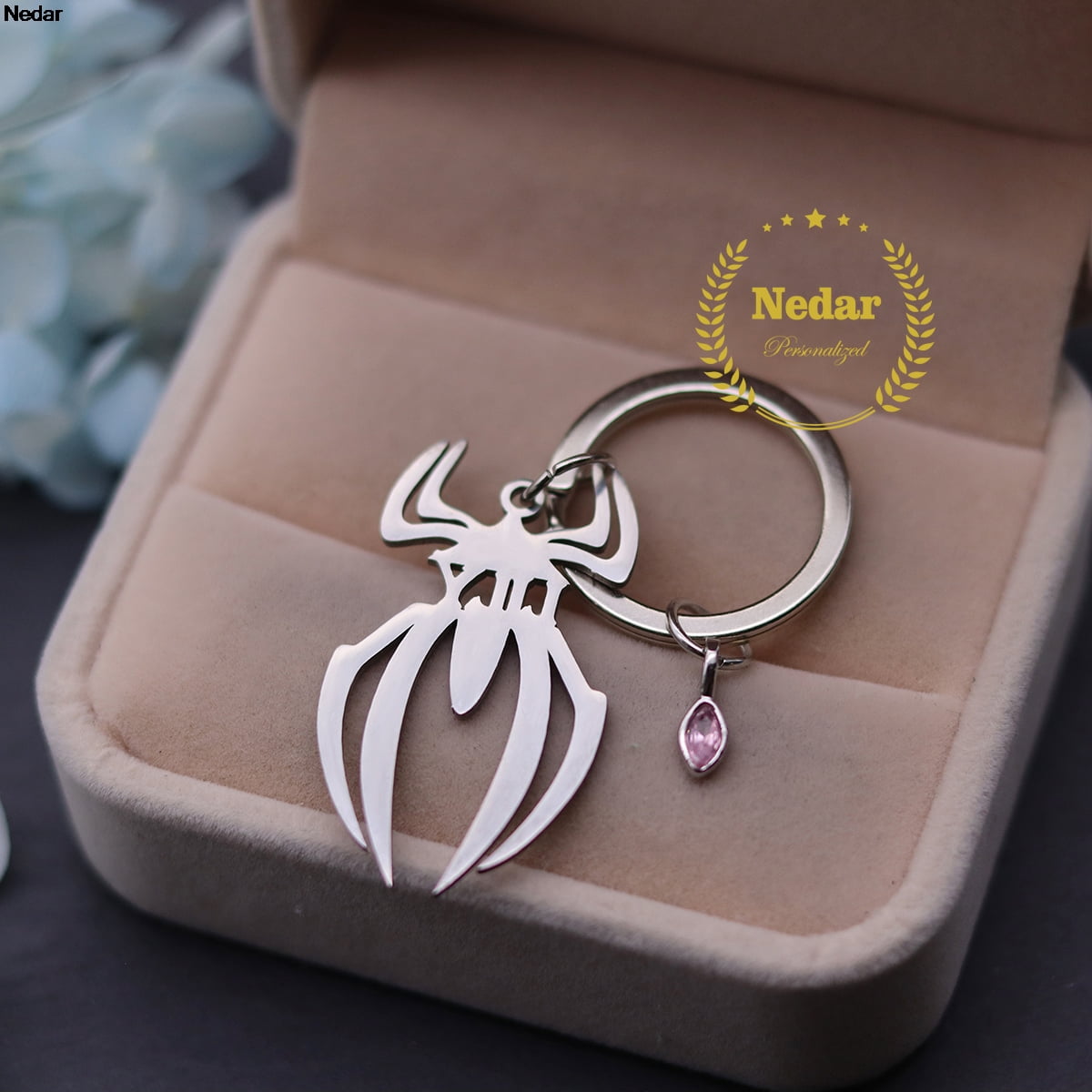 Customized Spider Nameplate Keyring Stainless Steel Animal Unique ...