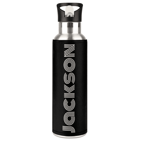 Customized Sports Water Bottle with Straw, Personalized Stainless Steel Insulated Water Bottles with Name,Custom Water Bottles for Men Women Gift (Black)