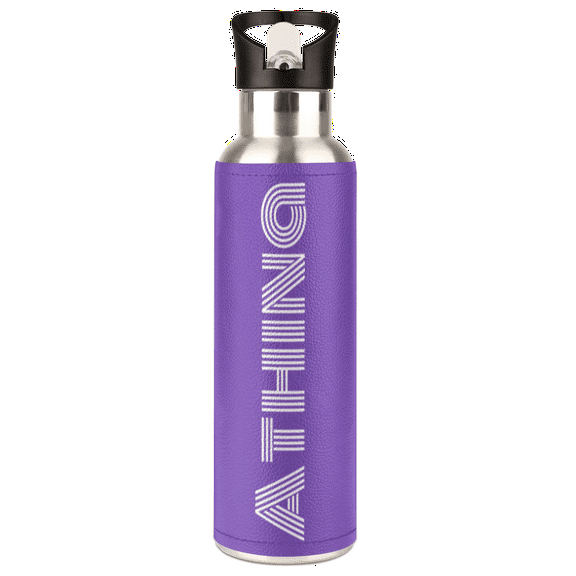 Customized Sports Water Bottle with Straw, Personalized Stainless Steel Insulated Water Bottles with Name,Custom Water Bottles for Men Women Gift (Purple)