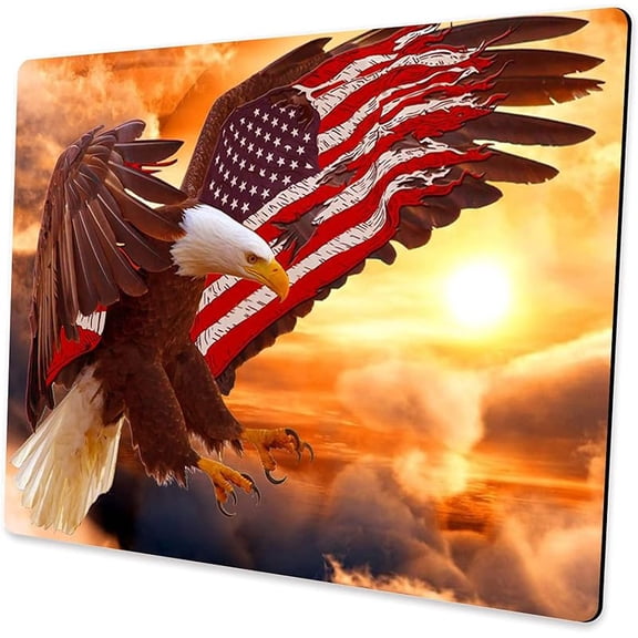 Customized Square Gaming Office Computer Mouse Pad, American Flag Eagle Anti Slip Rubber Desktop Mouse Pad