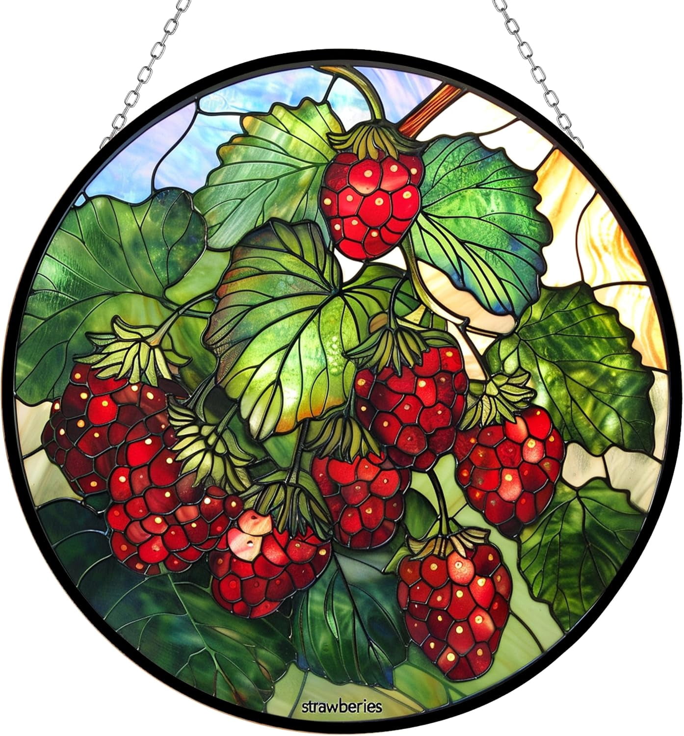 Small Berry Window Rings Customized Strawberries Suncatchers for Windows, Stained Glass Window ...
