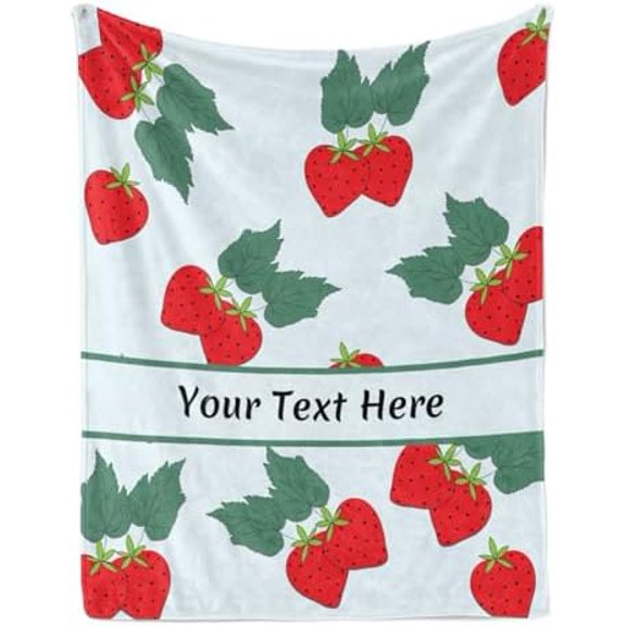 Customized Strawberry Blanket, Personalized Throw Blanket for Couch Sofa Bed, Soft Warm Fuzzy Cozy, 60"" x 80""$$Home Decor, Kitchen, & Other