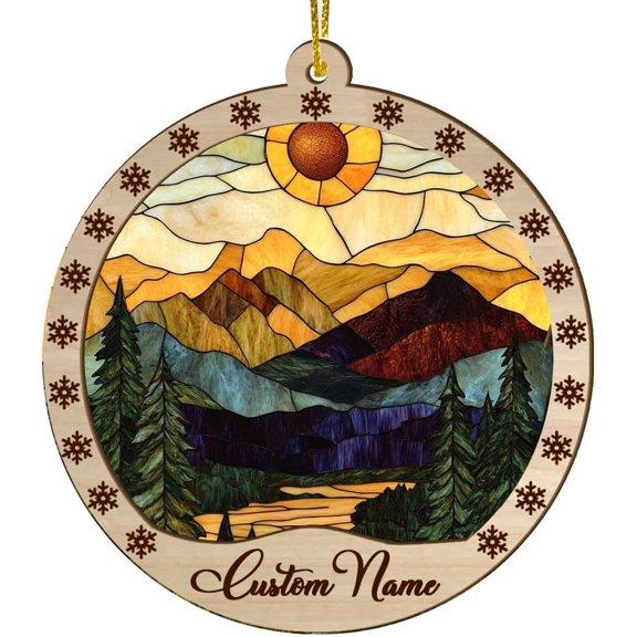 Customized Suncatcher Mountain Range, Mountain Range Ornament, Mountain Range Decor, Mountain Range for Trees 9Rekim (Mountain Range 14)