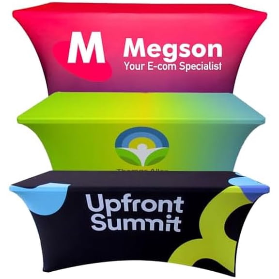 Customized Tablecloth with Business Logo, Personalized Table Runner, Banner, Cloth for Trade Shows, Events, Birthdays, Trade Fair, Washable | Ships Next Day | Snug Fit - (6 Feet)