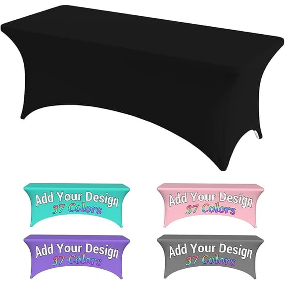 Customized Tablecloth Personalized Rectangular Table Cover 4 Foot 6 Foot Black
