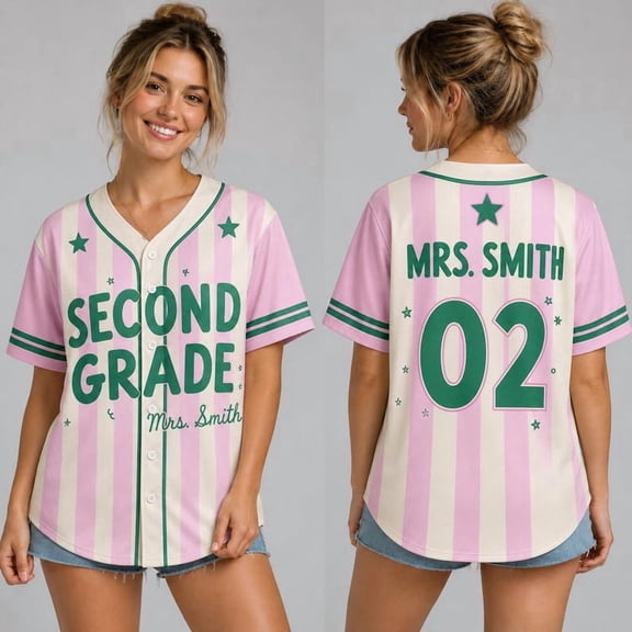 Customized Teacher Baseball Jersey, First Grade Teacher Shirt, Back To School Gift