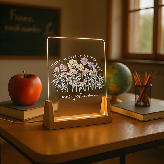 Customized Teacher Name LED Nightlight Personalized Acrylic Office Lamp Educational Decor Professional Appreciation Thank You Gift