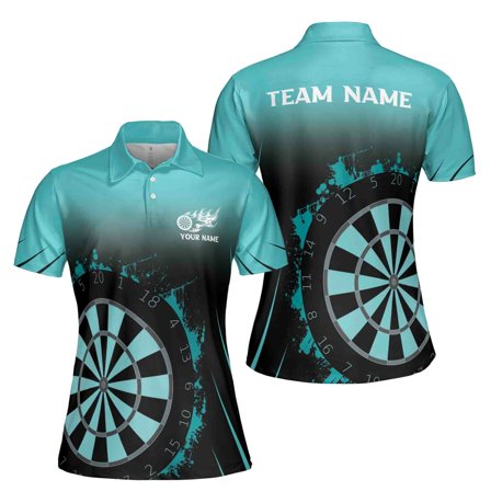 Customized Teal Blue Darts Team Women's Polo Shirt S-5XL