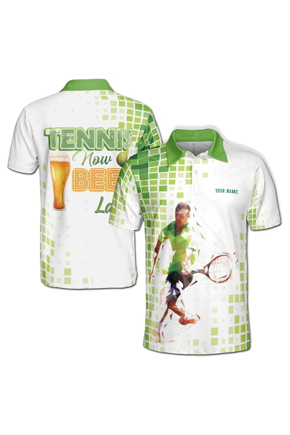 Customized Tennis Now Beer Later Men's Polo Shirt S-5XL