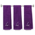 thumbnail image 1 of Customized Terry Cotton Gym Fitness Towel for Men, Women, Girls, Boys - Personalized Gift - Purple Color Towel - Silver Script initial L, 1 of 5