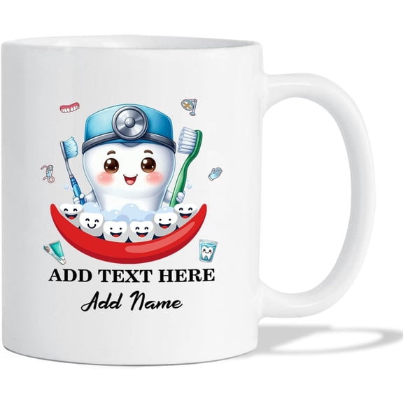 Customized Text/Name Dentist Coffee Cup Gift For Thanksgiving Birthday Christmas, Best Dentist Ceramic Mug 11Oz  Personalized Coffee Mug Gift For Dental Assistant Hygienist, Dental White Cups