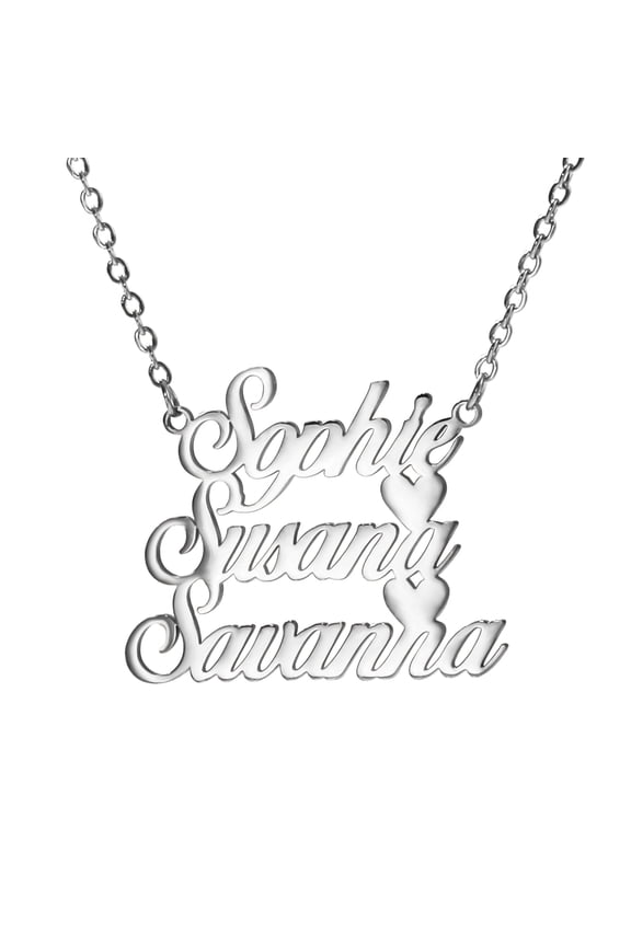 Customized Three Layers Fashion Stainless Steel Name Necklace Personalized Letter Pendant Nameplate Gift