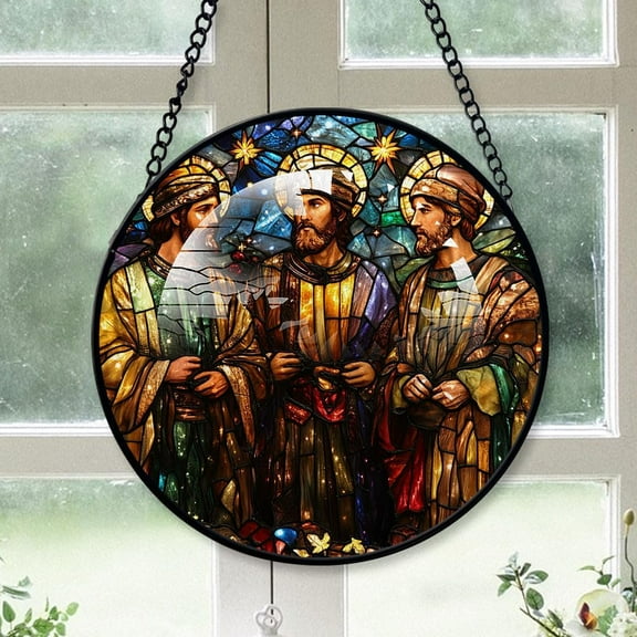 Customized Three Magi Stained Glass, Three Magi Suncatchers, Three Magi Window Hangings, Stained Glass for Home Décor bqvK3k