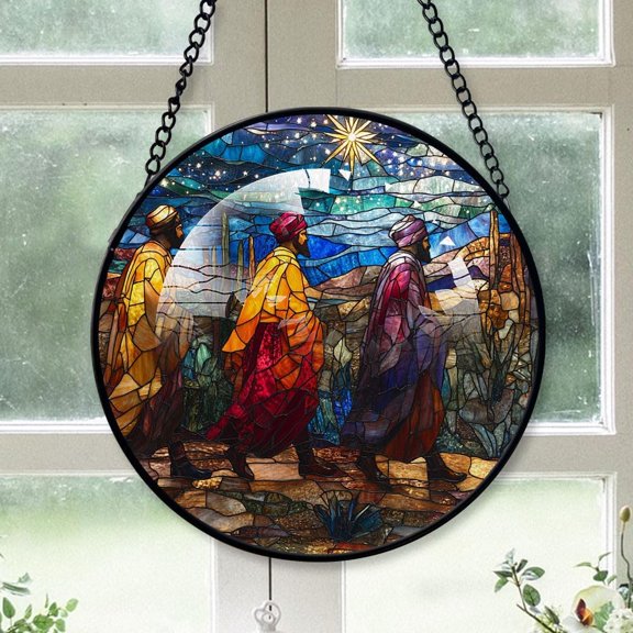 Customized Three Magi Suncatcher Stained Glass, Three Magi Gifts for Women for Window Hanging, Three Magi American Glass Hanging QeREzX