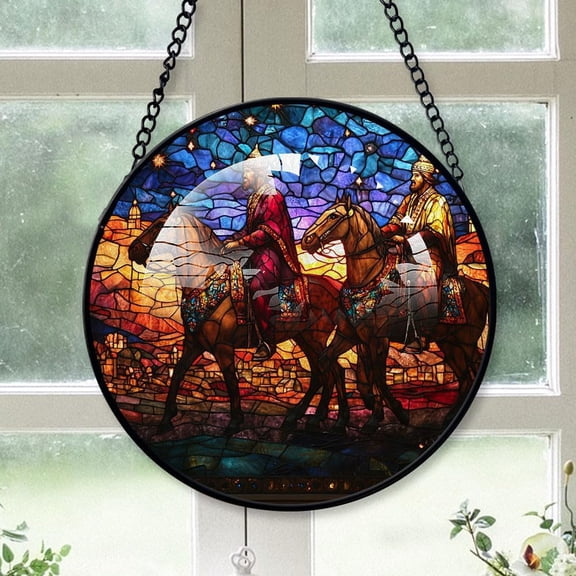 Customized Three Wise Men Hanging Stained Glass for Windows , Three Wise Men Hand-Painted Sun Catcher, Three Wise Men Garden Hangings Christmas, for Home Décor QJolm1