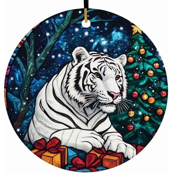 Customized Tiger Stained Glass Ornaments, Tiger for Christmas Tree, Tiger Suncatcher, Tiger Christmas Hanging Dcor 1yJ8rT
