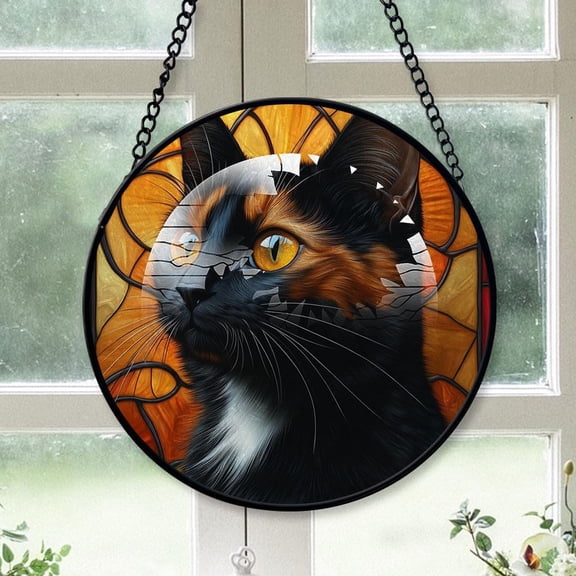 Customized Toyger Cat Stained Glass Window Hangings, Toyger Cat Colorful Glass Panel Pretty Gifts, Toyger Cat Decoration for Home Garden Christmas bqMvDL