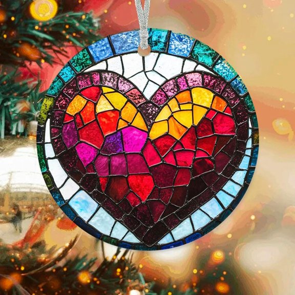 Customized Tree Ornaments Rainbow Heart, Rainbow Heart Ornament, Rainbow Heart Keepsake, Rainbow Heart 5U52Z7