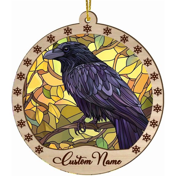 Customized Tree Suncatcher Crow, Crow Ornament, Crow Decorations, Crow 2044TG13 7hEmWg (Crow 12)